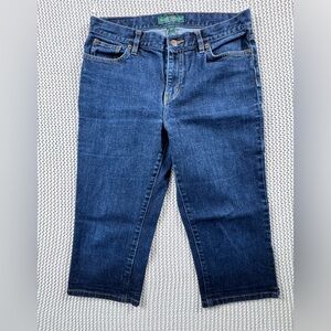 Lauren Jeans Co Ralph Lauren Petite 8P Dark Wash Capri Jeans LRL Straight Leg